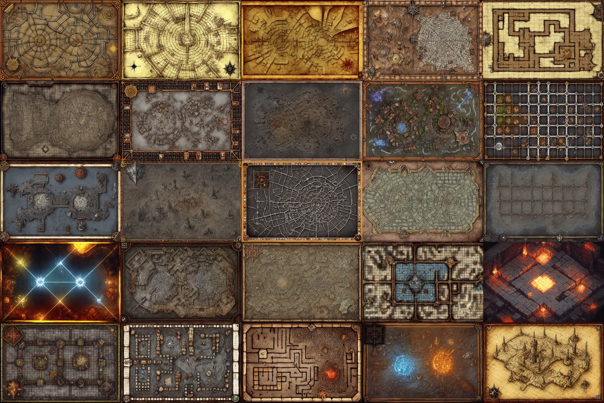 【ダンジョン系の地図やマップ】著作権フリーの高解像度画像(100枚)