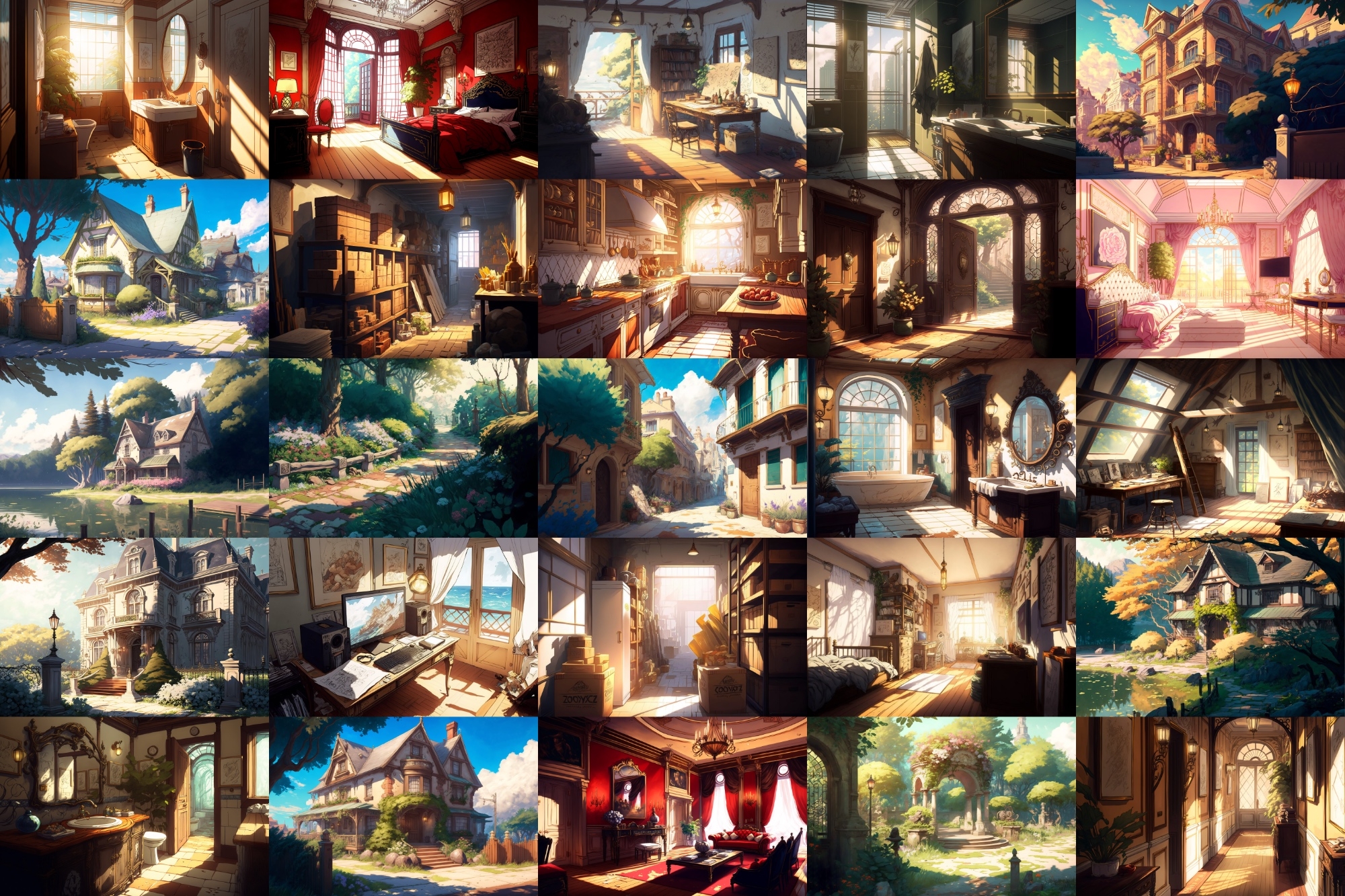 【美麗で幻想的な家や室内の背景】著作権フリーの高解像度画像(100枚)