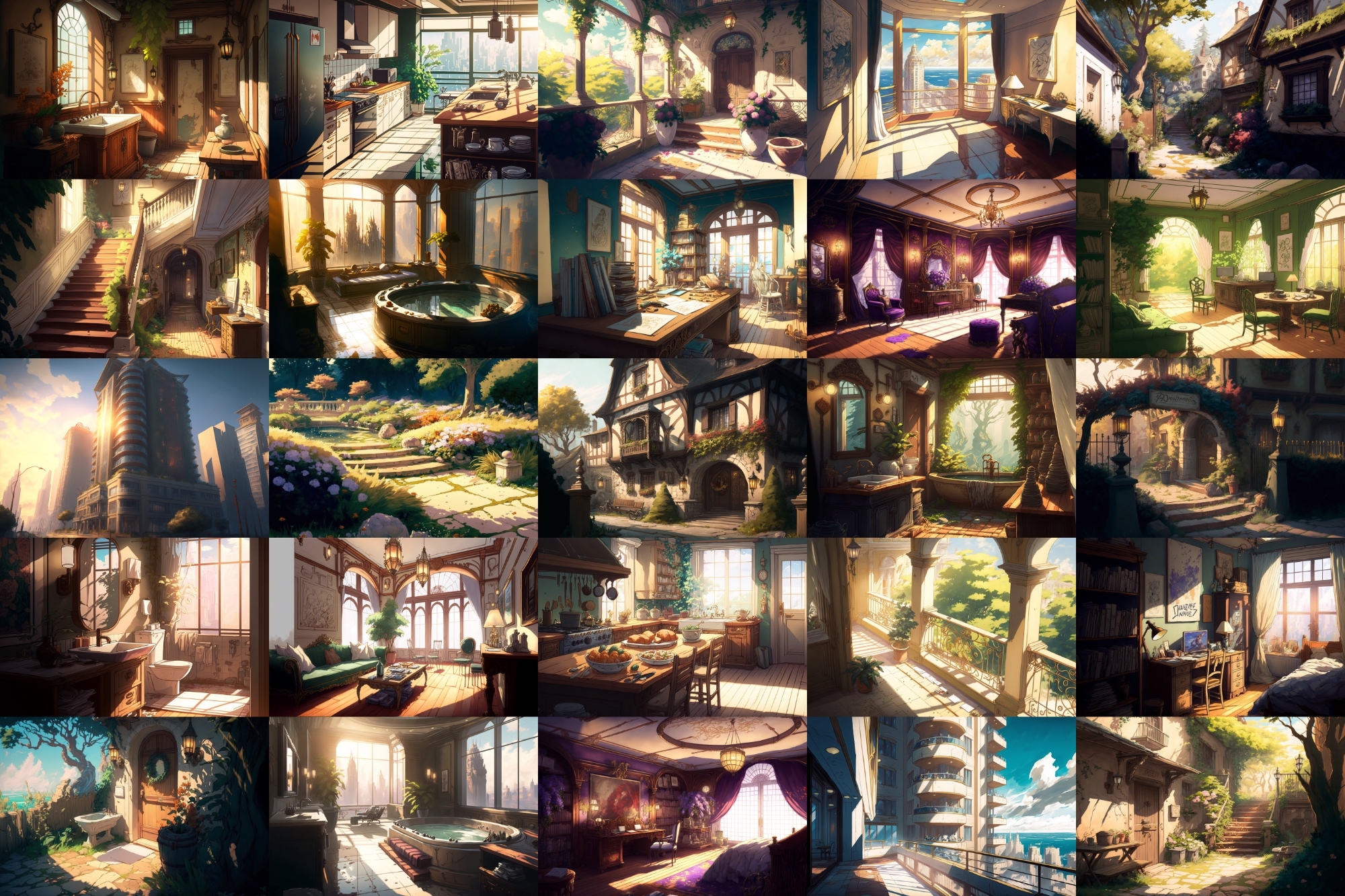 【美麗で幻想的な家や室内の背景】著作権フリーの高解像度画像(100枚)