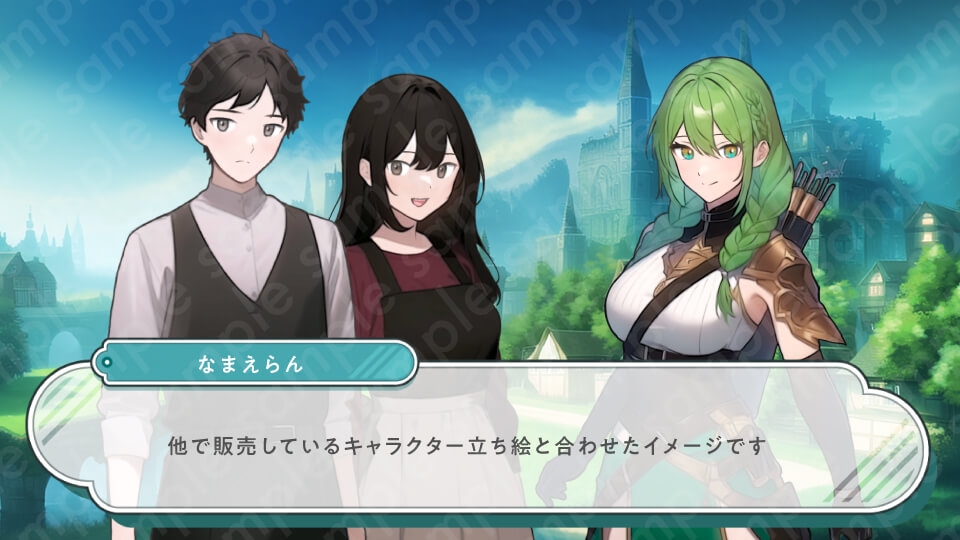 【立ち絵素材6人セット】ファンタジーモブキャラセットA・村人・村長・シスター・兵士・盗賊・全身表情3種