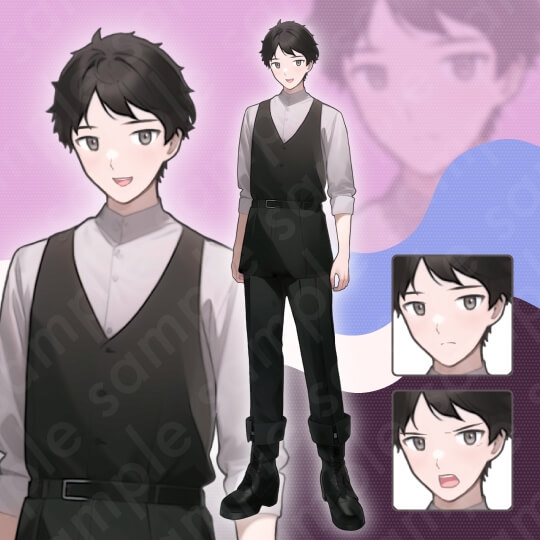 【立ち絵素材6人セット】ファンタジーモブキャラセットA・村人・村長・シスター・兵士・盗賊・全身表情3種