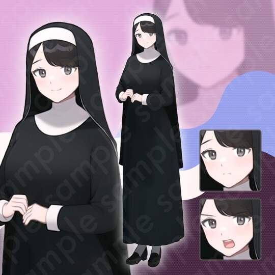 【立ち絵素材6人セット】ファンタジーモブキャラセットA・村人・村長・シスター・兵士・盗賊・全身表情3種