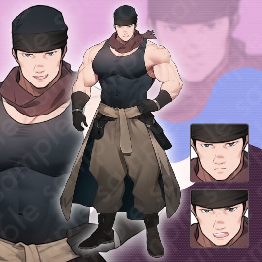 【立ち絵素材6人セット】ファンタジーモブキャラセットA・村人・村長・シスター・兵士・盗賊・全身表情3種