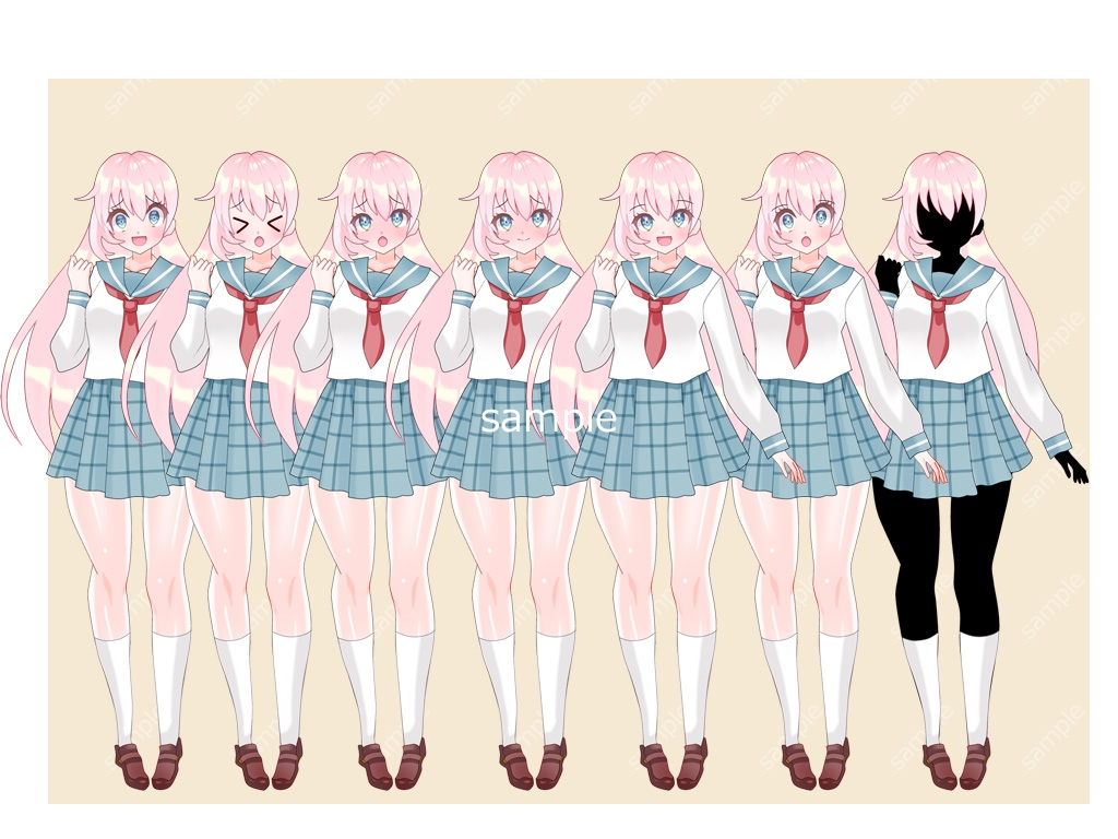 全身立ち絵素材・ファンタジー衣装020《制服少女》