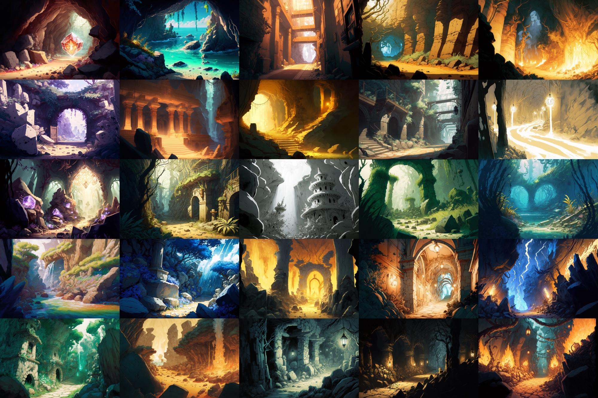 【美麗で幻想的なダンジョン背景】著作権フリーの高解像度画像(100枚)