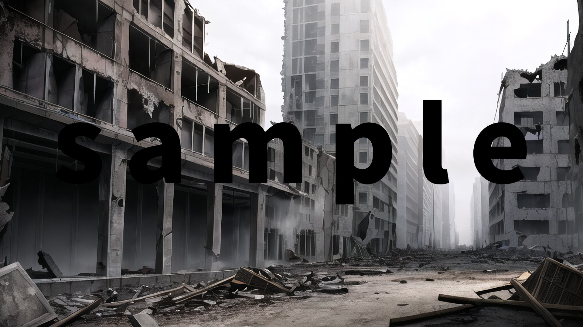 背景CG素材集『戦争で荒廃した現代都市』