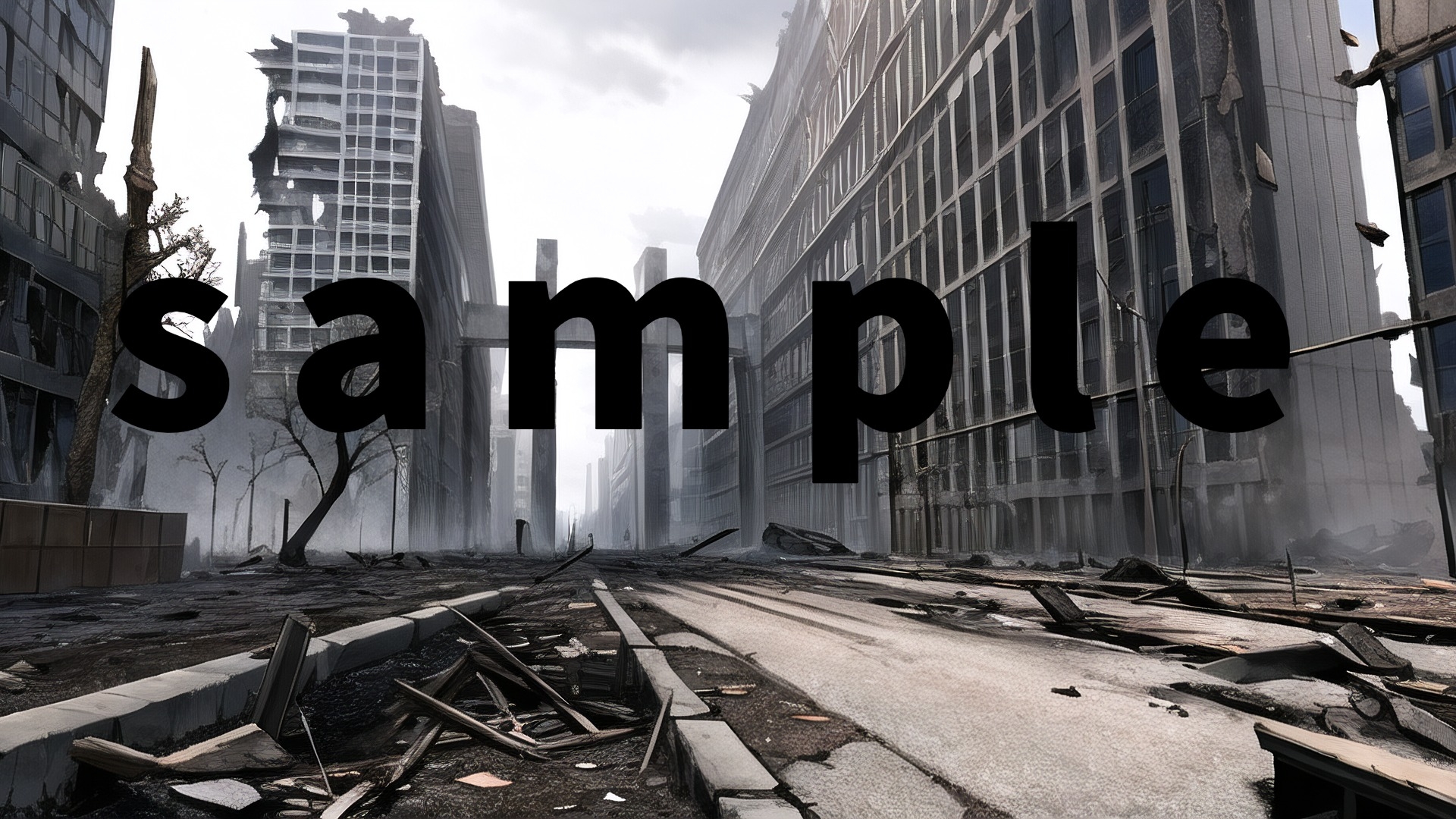 背景CG素材集『戦争で荒廃した現代都市』