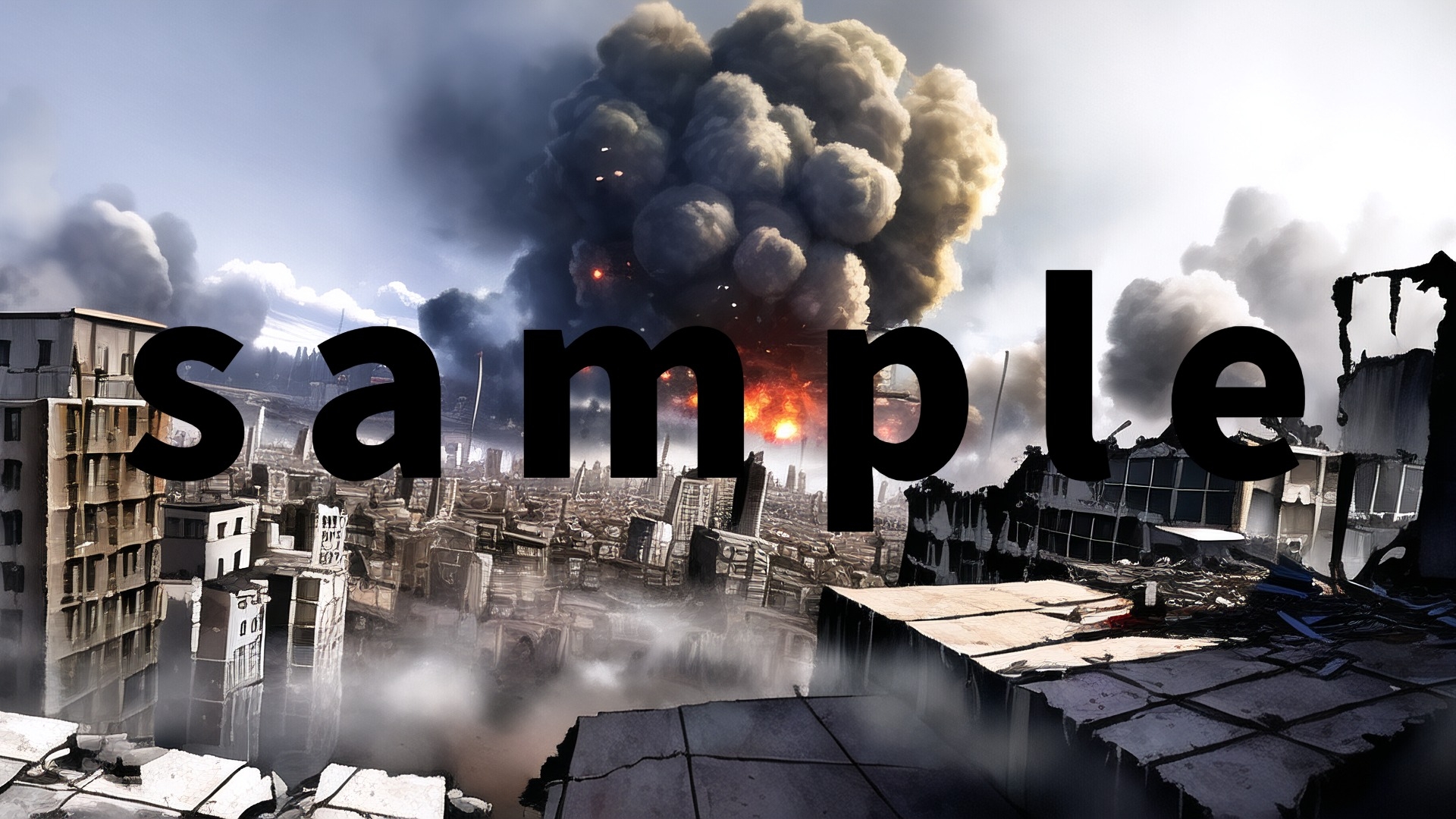 背景CG素材集『戦争で荒廃した現代都市』