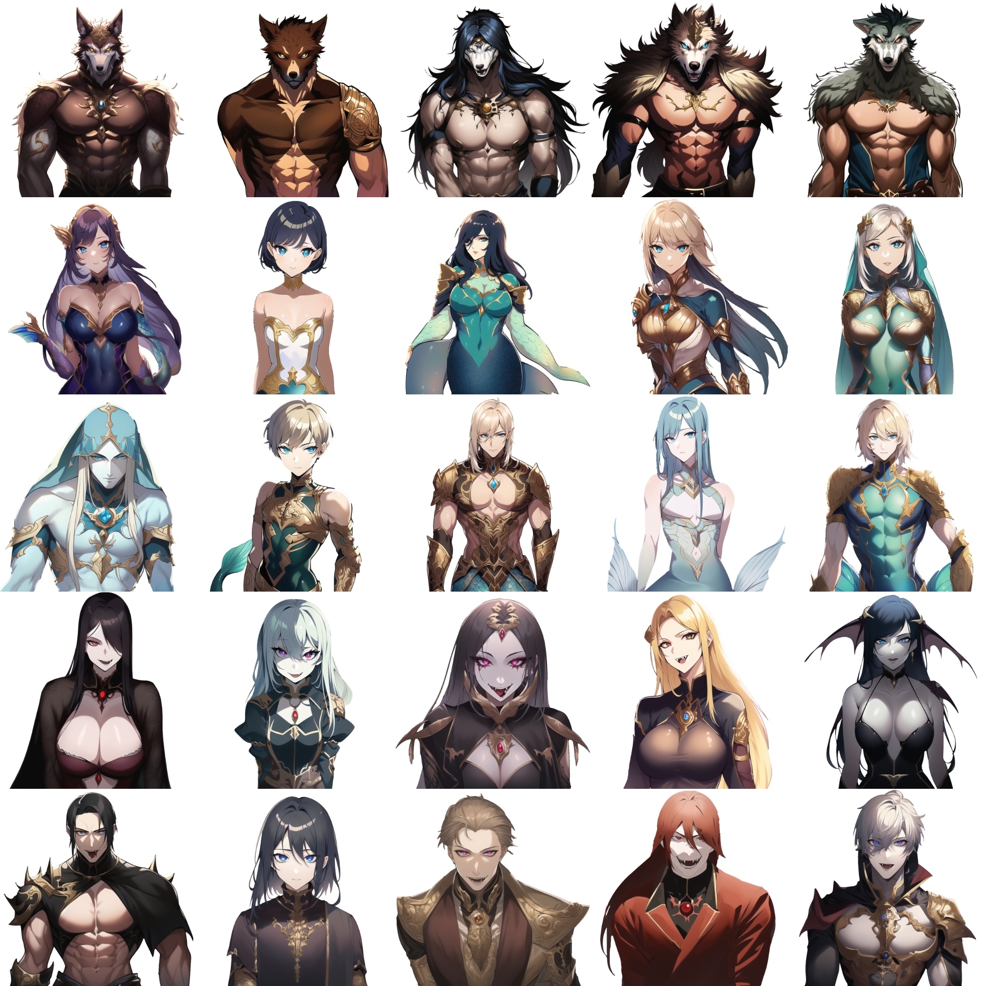 【亜人キャラクター立ち絵1】著作権フリーの高解像度画像素材(100枚)