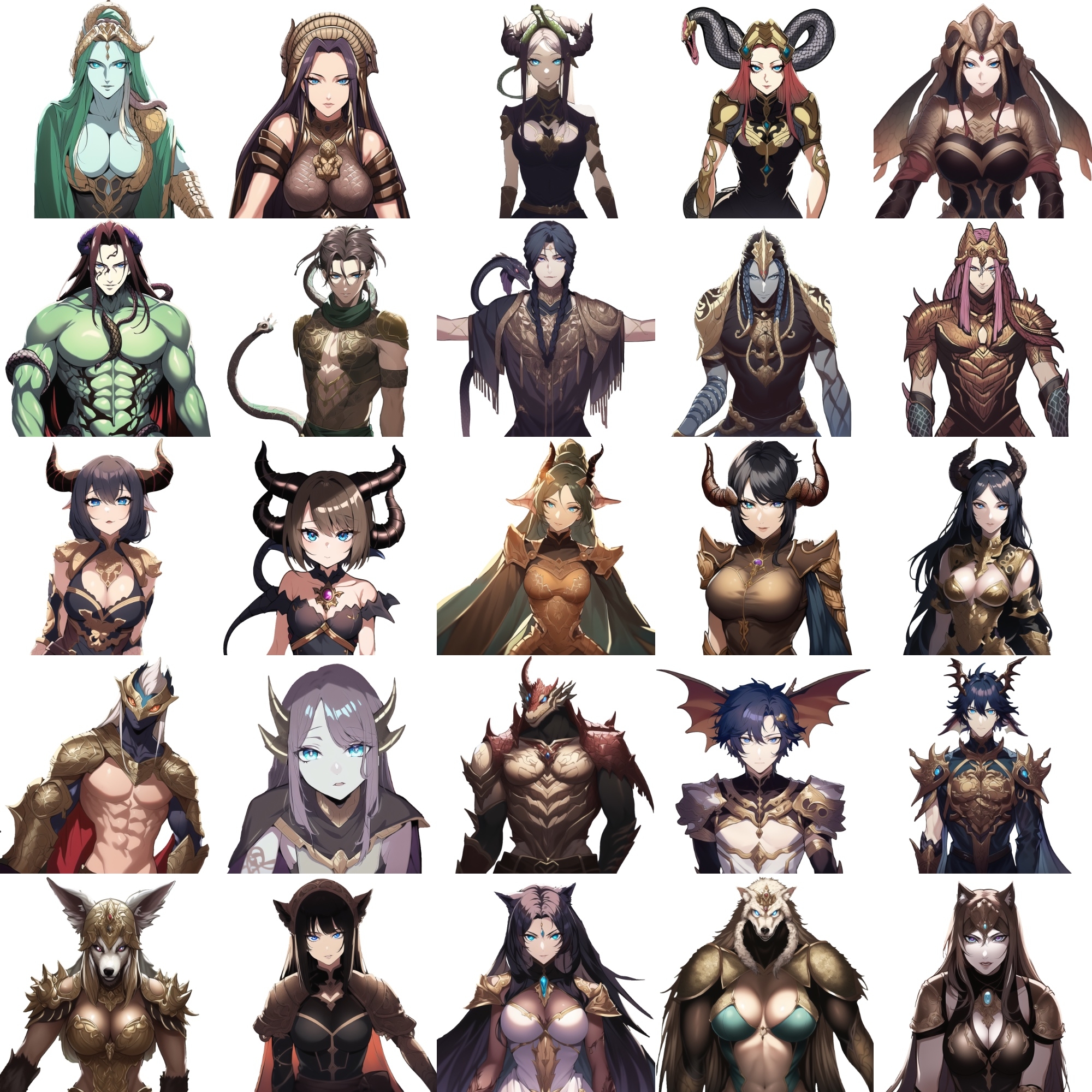 【亜人キャラクター立ち絵1】著作権フリーの高解像度画像素材(100枚)