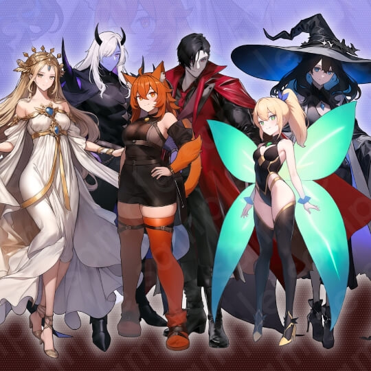 【立ち絵素材】ファンタジー系・人外・魔族_6人セット・全身表情10種+α