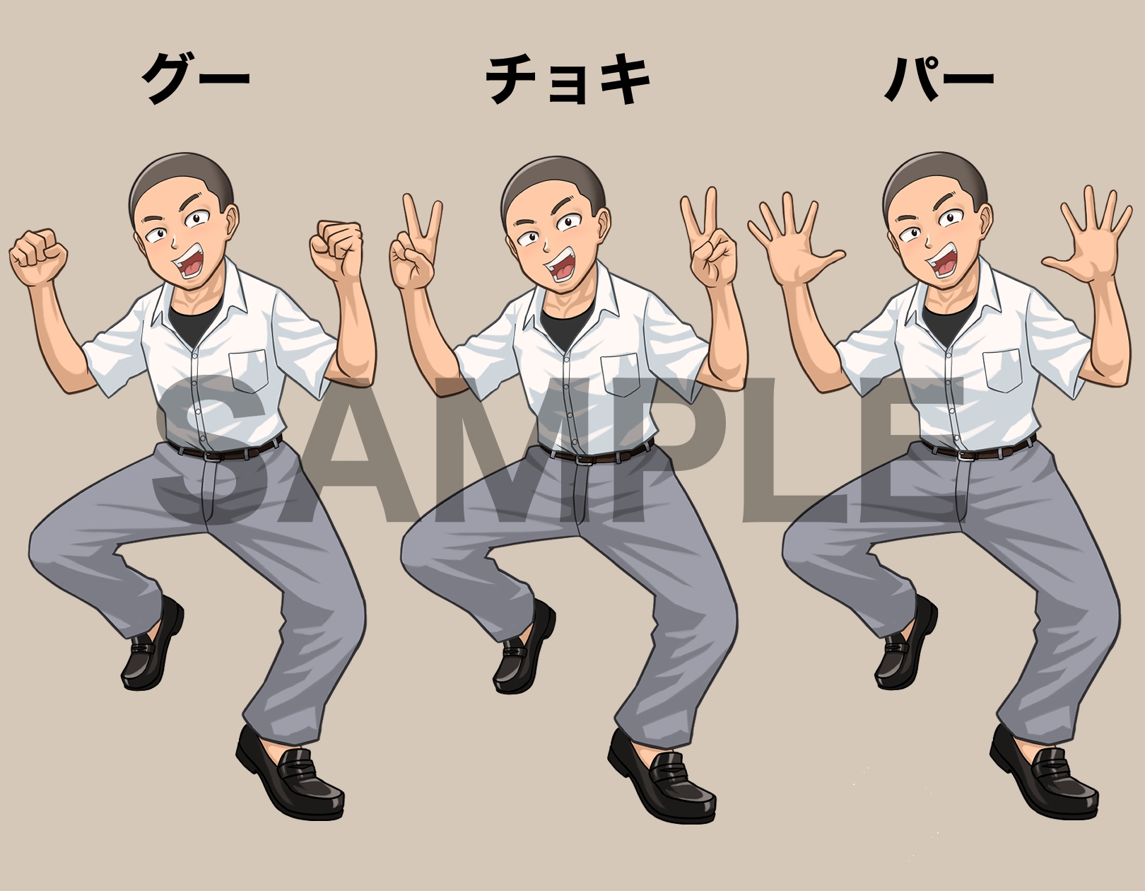 立ち絵素材、坊主の男子高校生、C14