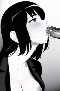 OLがオフィスでねっとりフェラ(モノクロ版)