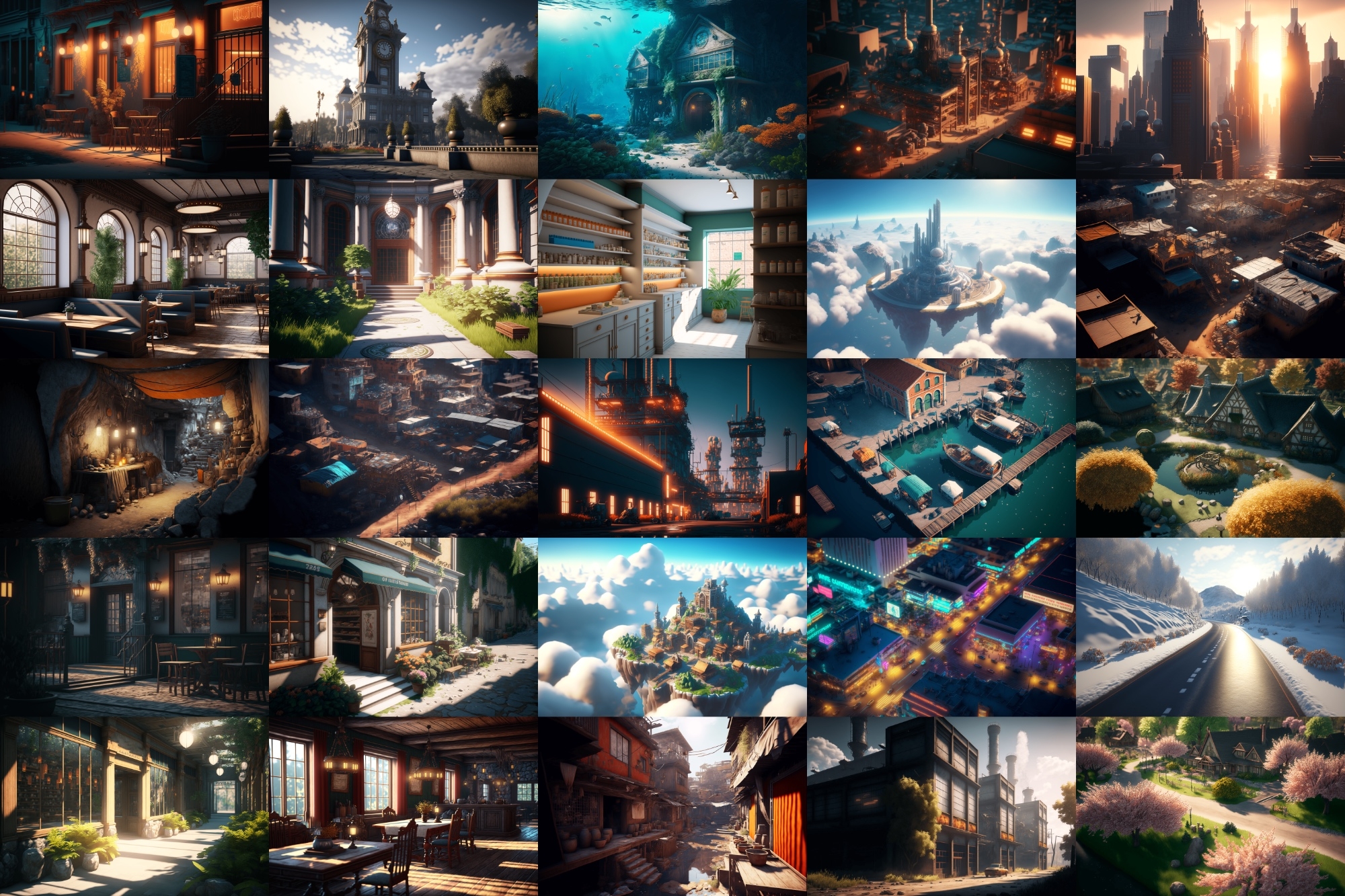 【超リアルな街や施設の背景】著作権フリーの高解像度画像(100枚)