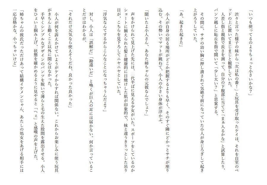 小人にされた元彼が三姉妹の共有玩具にされて酷い目に遭う話