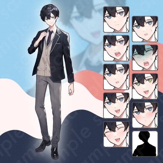 【立ち絵素材6人セット】男子高校生・制服・体育教師・男性・全身表情10種+α