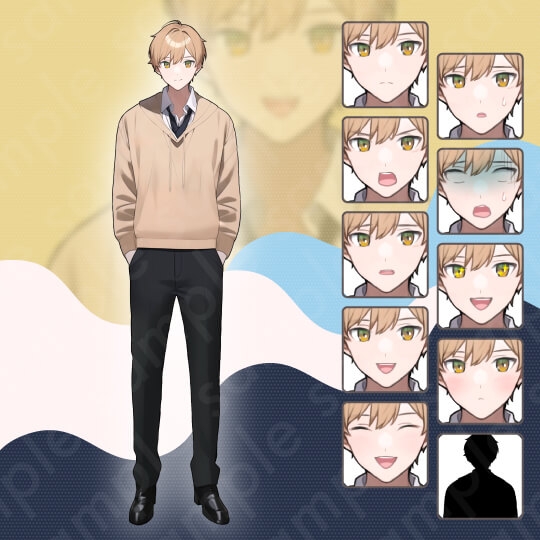 【立ち絵素材6人セット】男子高校生・制服・体育教師・男性・全身表情10種+α