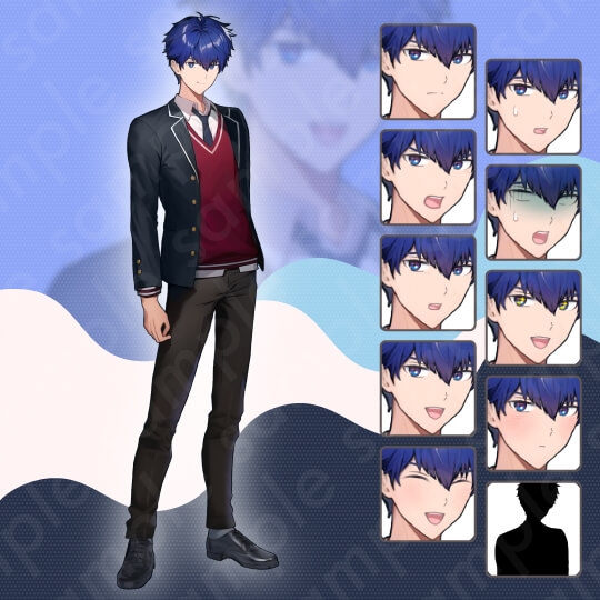 【立ち絵素材6人セット】男子高校生・制服・体育教師・男性・全身表情10種+α