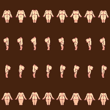 【ドット絵】女性の歩行雛形 64 Pro