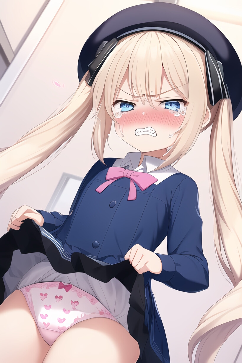 罰ゲームはスカートたくし上げ?! 黒髪ツインテールちゃん、金髪ツインテールちゃん編