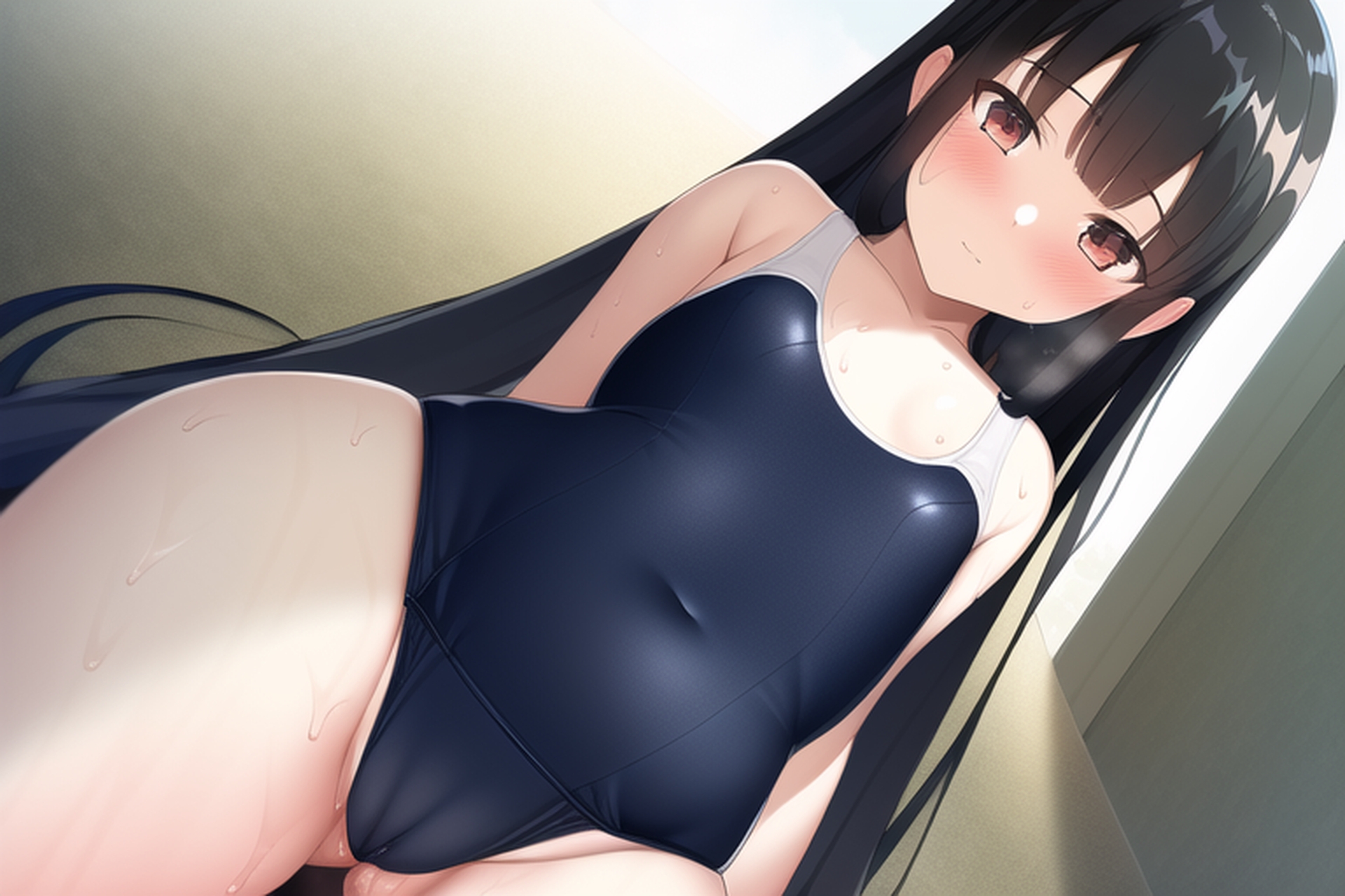 黒髪ロングスク水エロCG集