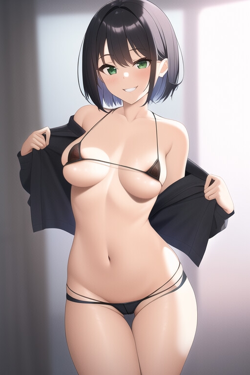 黒髪ショートカットの美人な隣人お姉さんとお楽しみえっち[43枚]