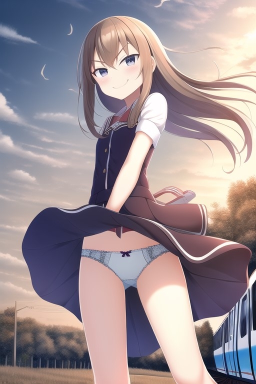 制服スカートぱんちら!たっぷりボリューム100枚越え!恥じらい顔、悪戯顔など多数の表情を内包!