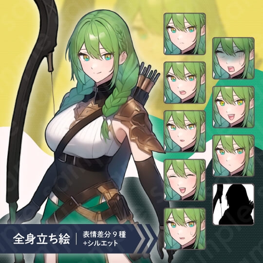 【立ち絵素材】ファンタジー系・魔法使い・盗賊・射手_6人セット・全身表情9種+α