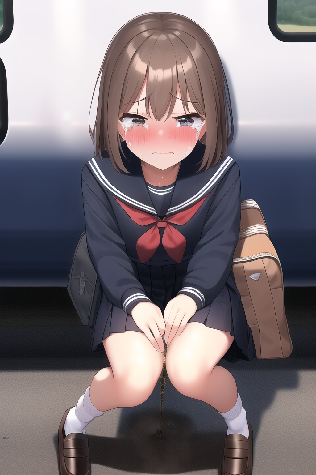 電車で俺の前の娘がおしっこ漏らした