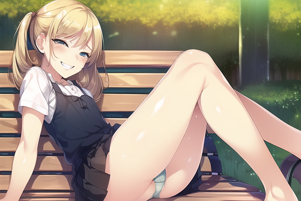 パンツを見せつけるメスガキ