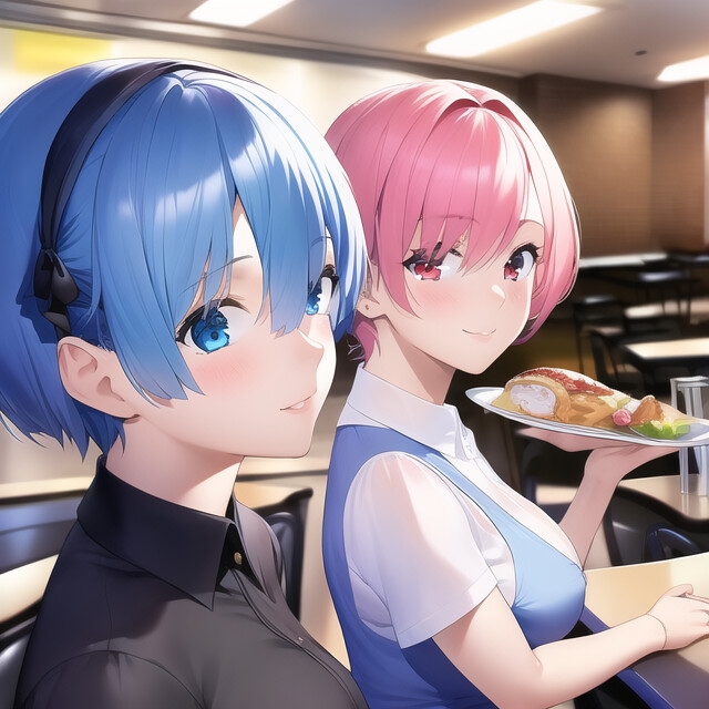 青髪少女&赤髪少女の双子CG集