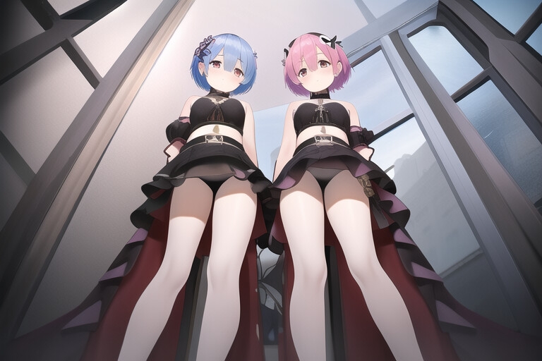 青髪少女&赤髪少女の双子CG集