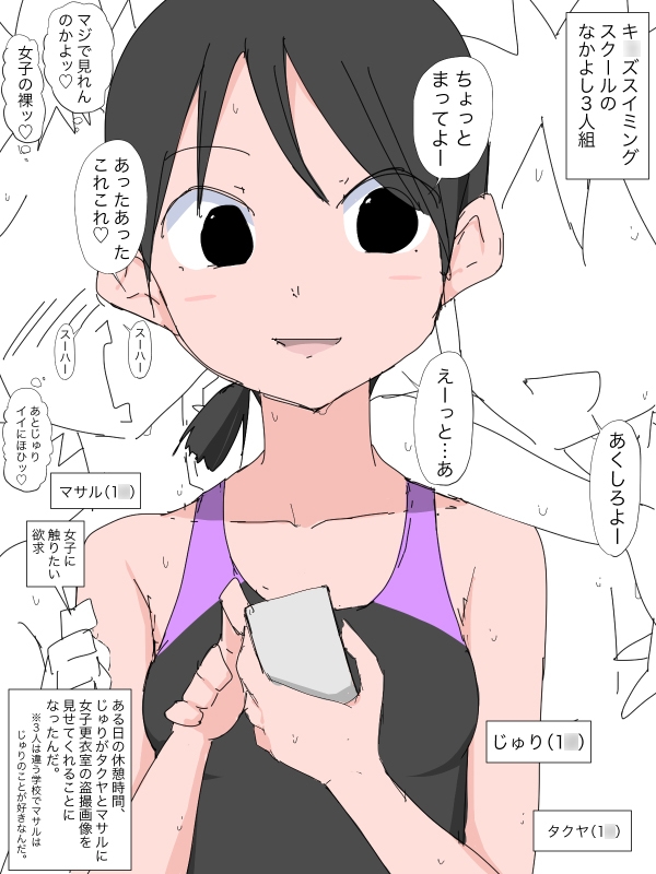 女子だけどキ○ズスイミングスクールの女子更衣室の盗撮画像を仲のいい男子に見せる