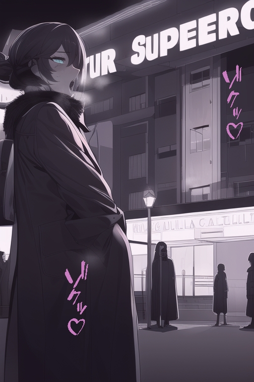 露出狂お姉さんが夜の街で曝け出しているイラスト集