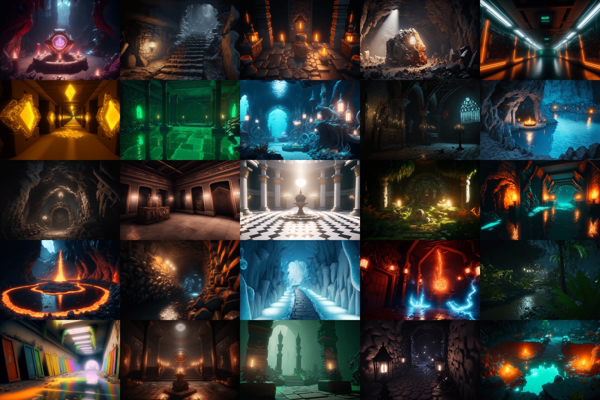 【超リアルなダンジョン背景】著作権フリーの高解像度画像(100枚)