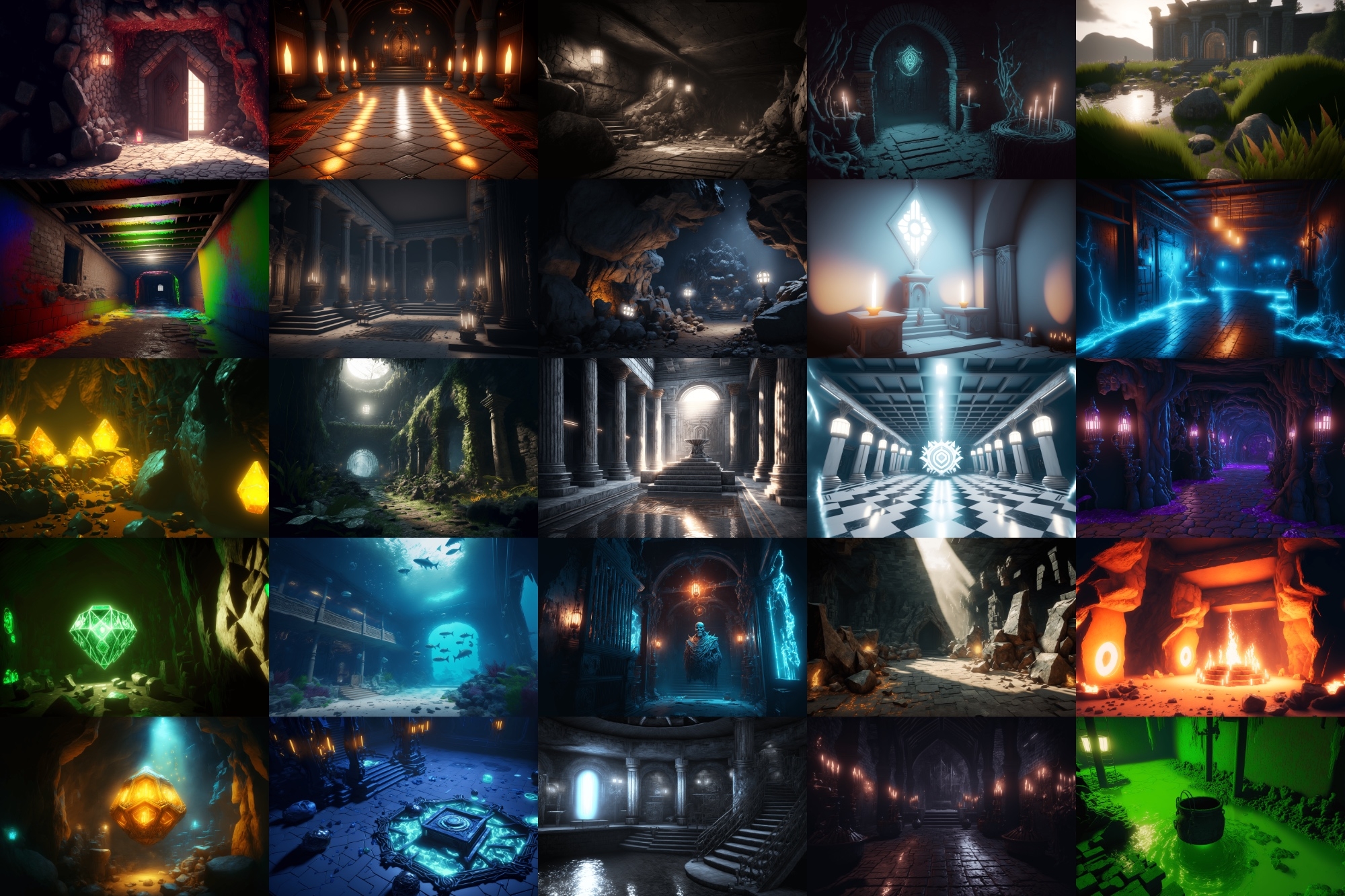 【超リアルなダンジョン背景】著作権フリーの高解像度画像(100枚)