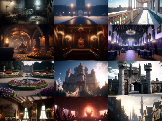 【超リアルな城や室内の背景】著作権フリーの高解像度画像(100枚)