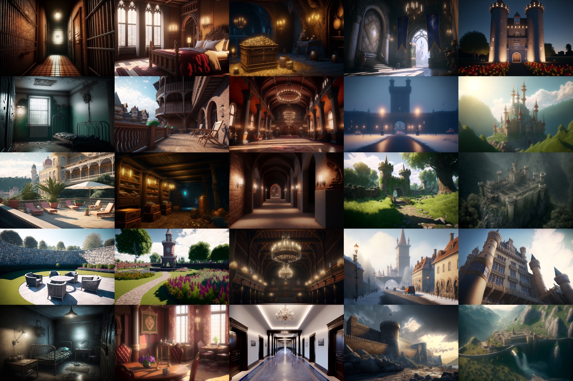 【超リアルな城や室内の背景】著作権フリーの高解像度画像(100枚)