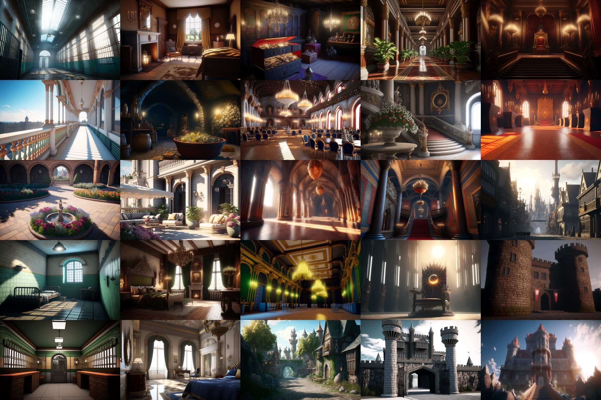 【超リアルな城や室内の背景】著作権フリーの高解像度画像(100枚)