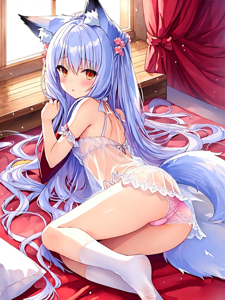 狐少女とスケスケ下着