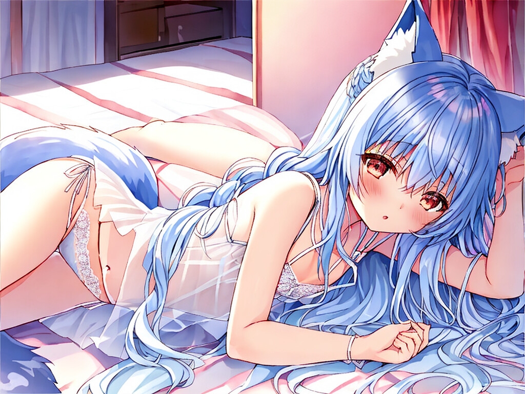 狐少女とスケスケ下着
