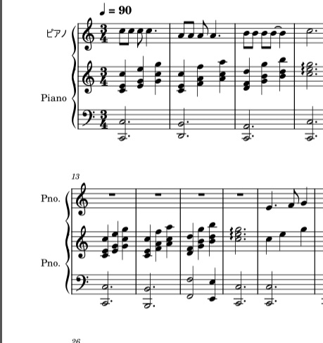 オリジナル曲 ネコレレ ピアノ楽譜