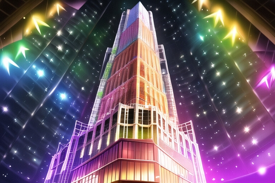 積み上げられたものを見上げて