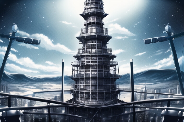 積み上げられたものを見上げて