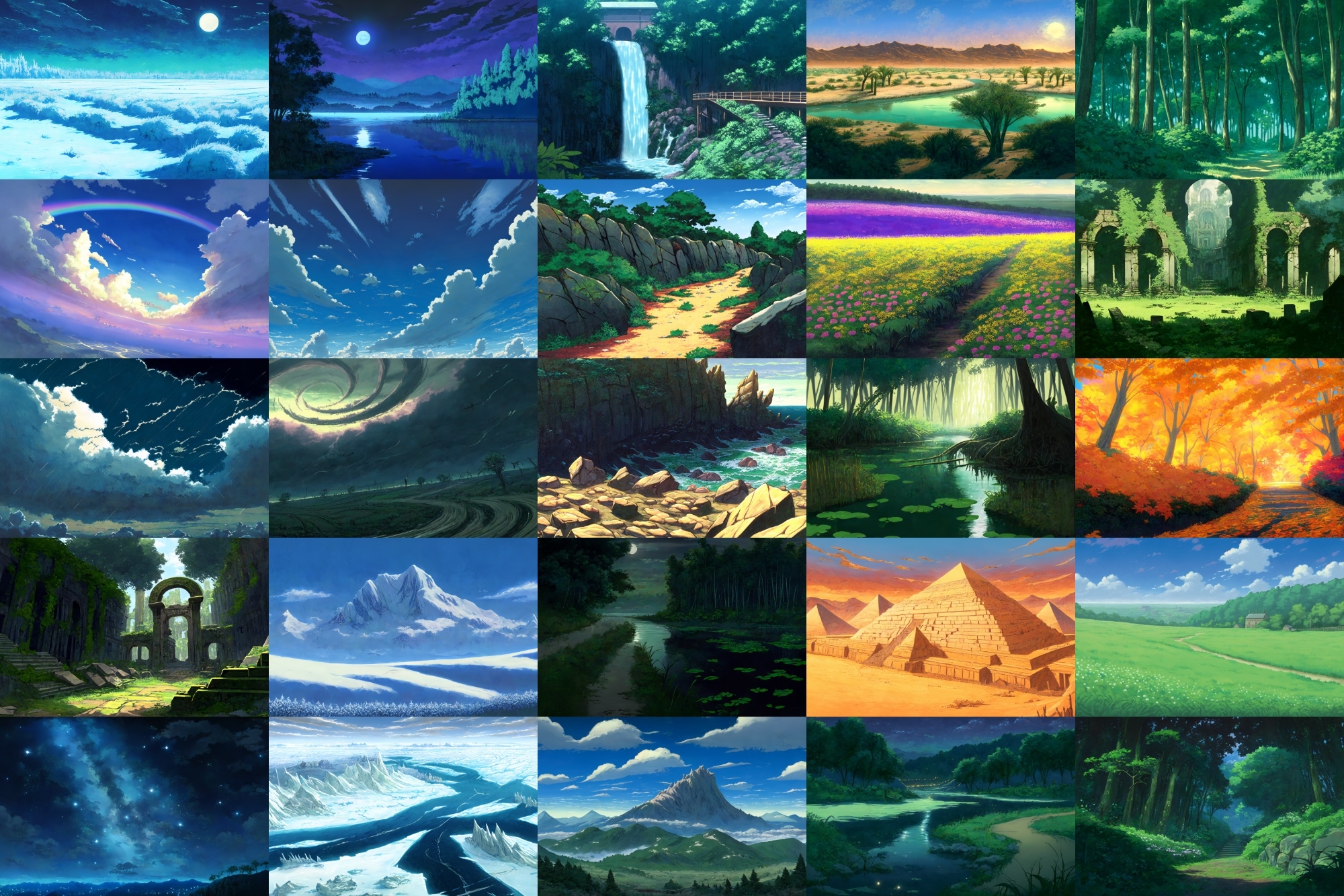 【アニメ映画風の自然系背景】著作権フリーの高解像度画像(100枚)