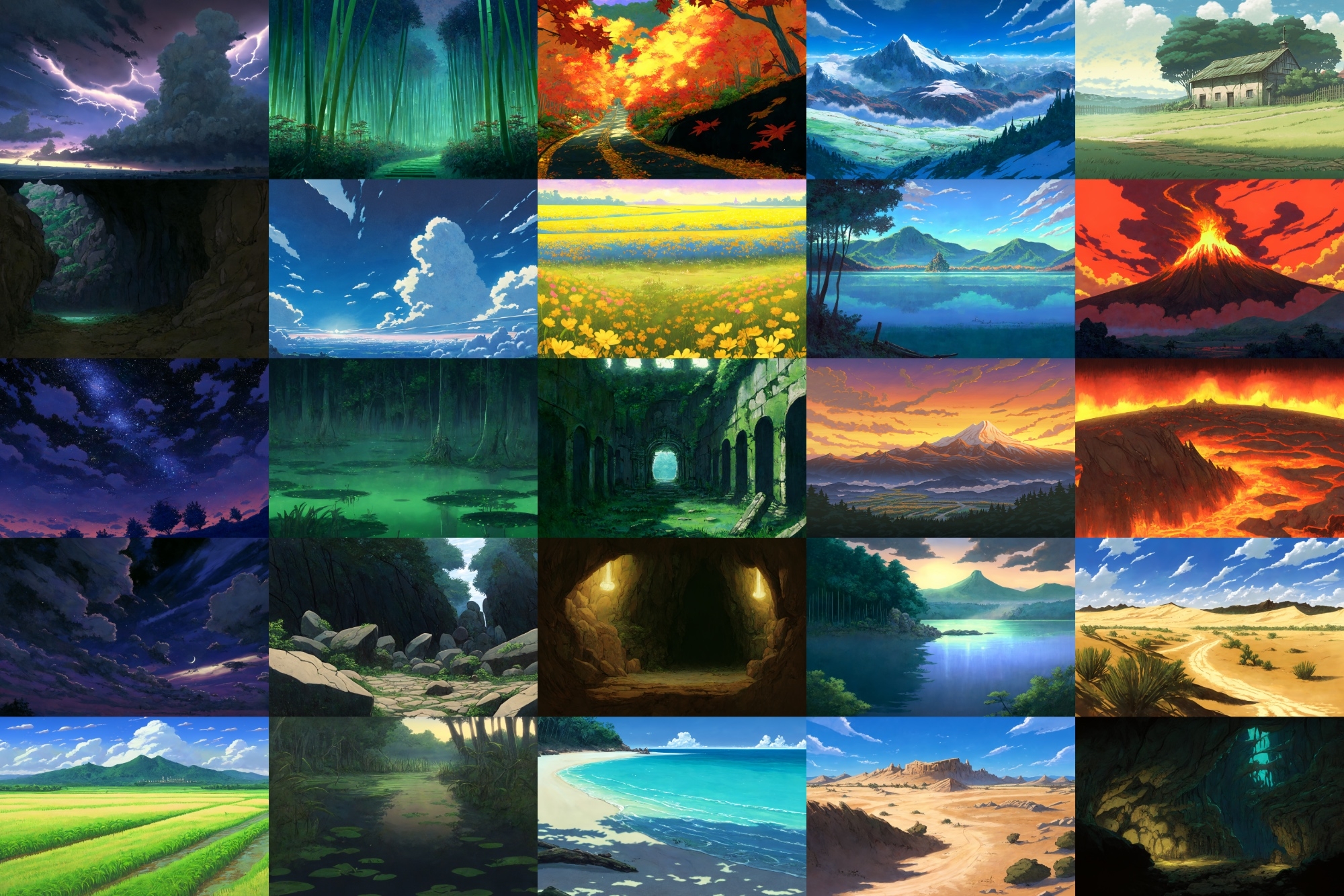 【アニメ映画風の自然系背景】著作権フリーの高解像度画像(100枚)