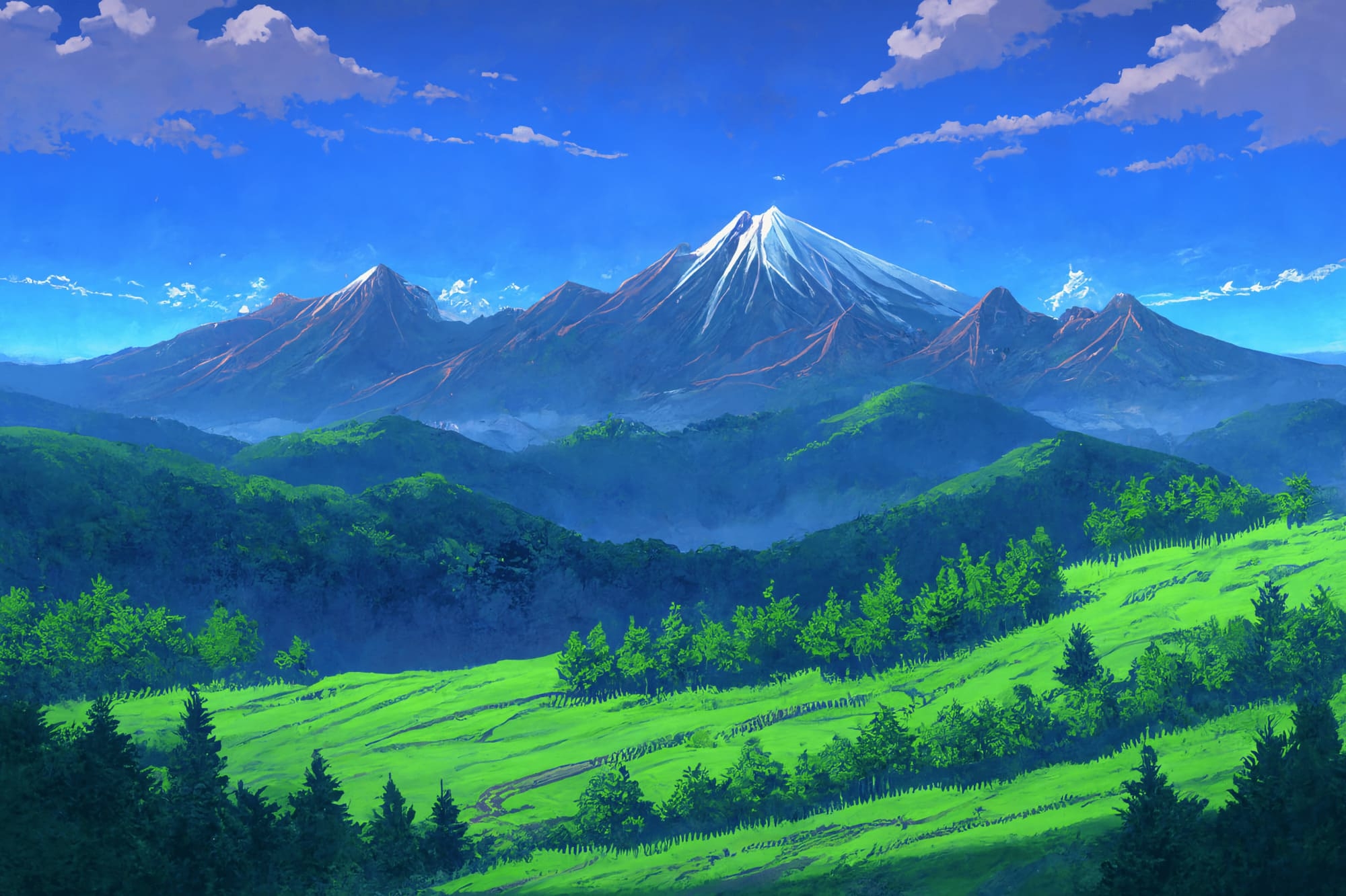 【アニメ映画風の自然系背景】著作権フリーの高解像度画像(100枚)