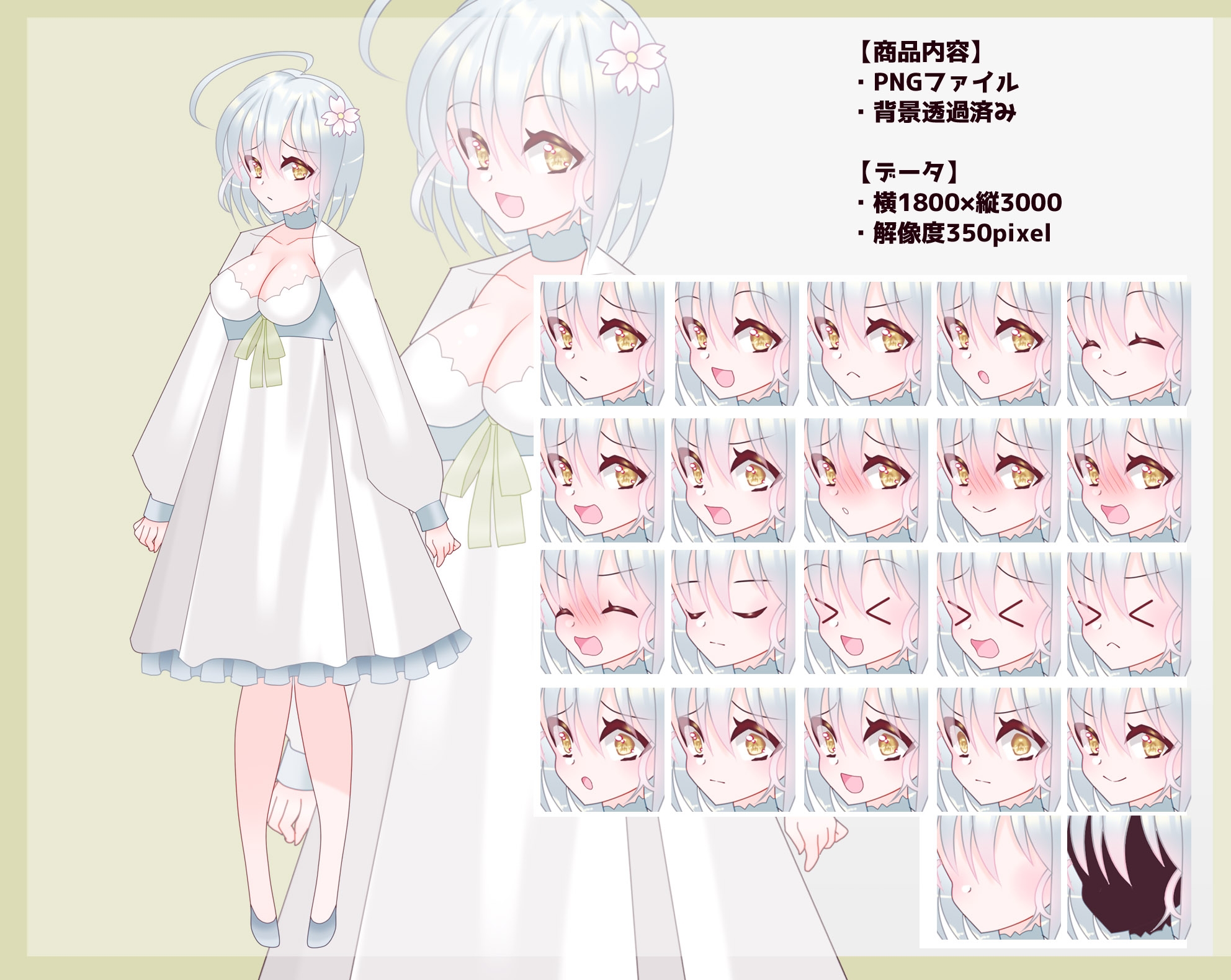 全身立ち絵素材・ファンタジー衣装024《薄幸少女》