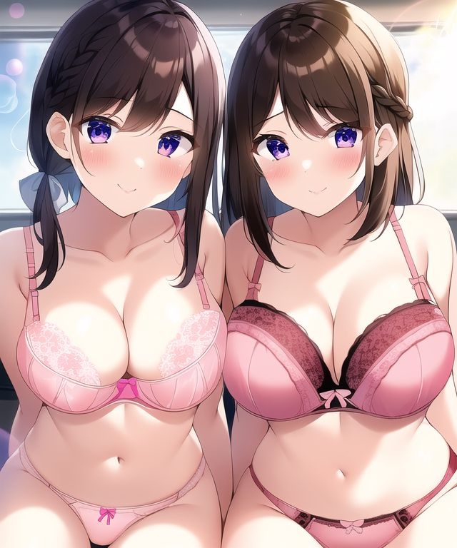 女子二人の下着イラスト集