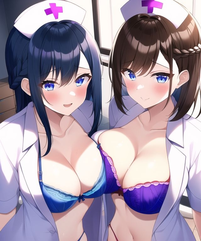 女子二人の下着イラスト集